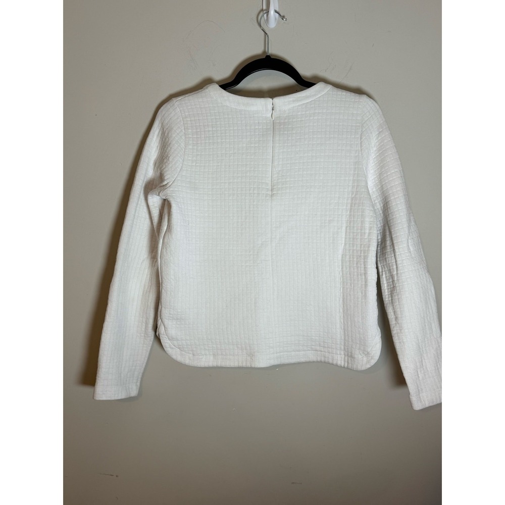 Madewell Quilted Pullover Top White Long Sleeve Women XS E1679 - Picture 2 of 9